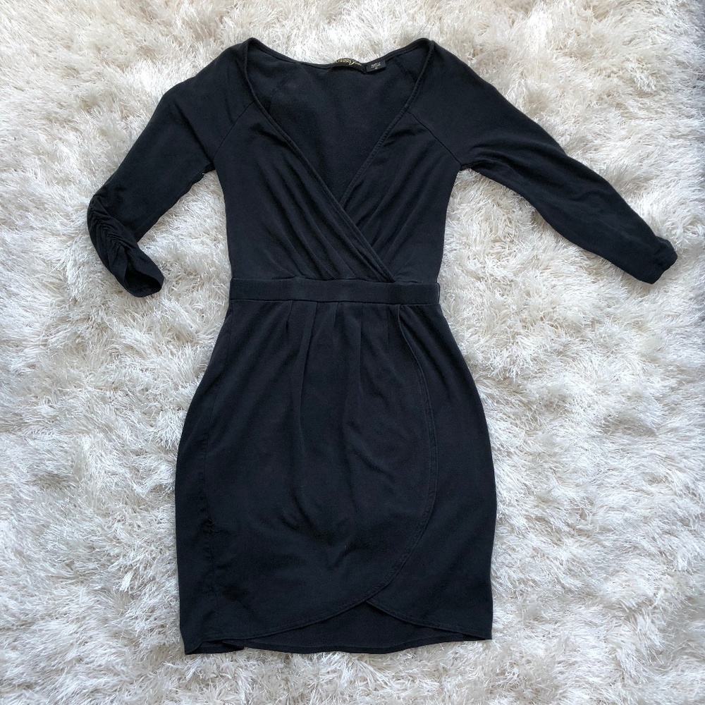 Guess Black Wrap Dress with Tulip Front